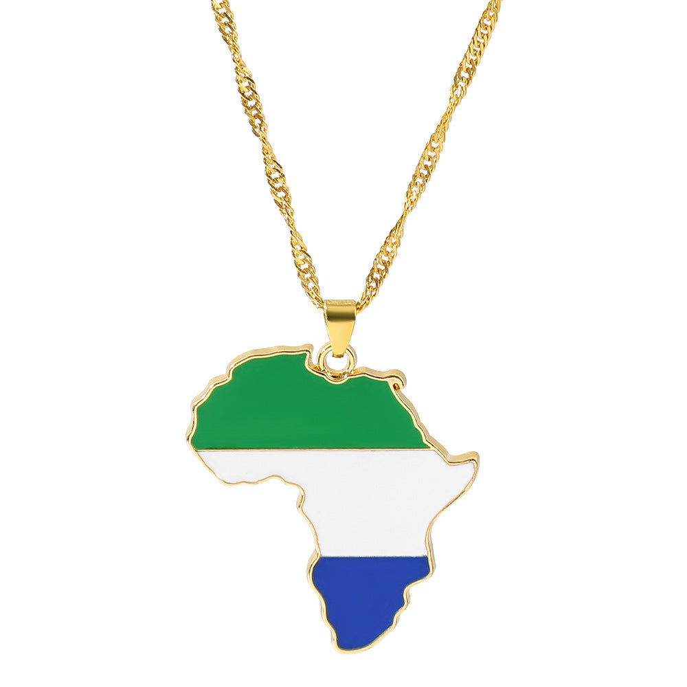 Fashion Map African Pendant Necklace: Electroplated Alloy in Various Colors