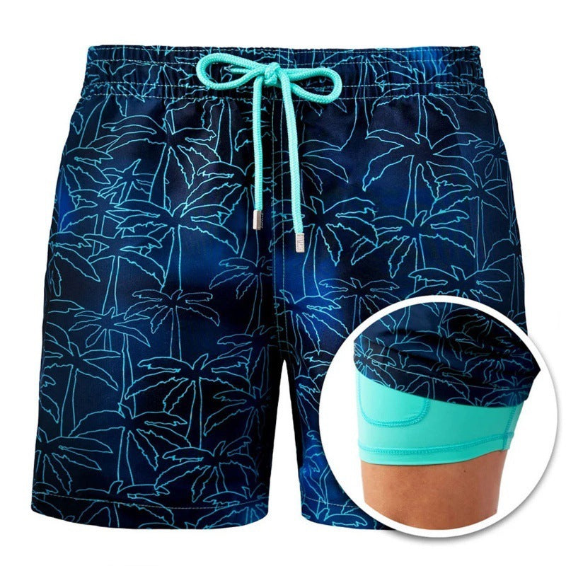 Men's Printed Beach Shorts Double Layer Ideal For Summer