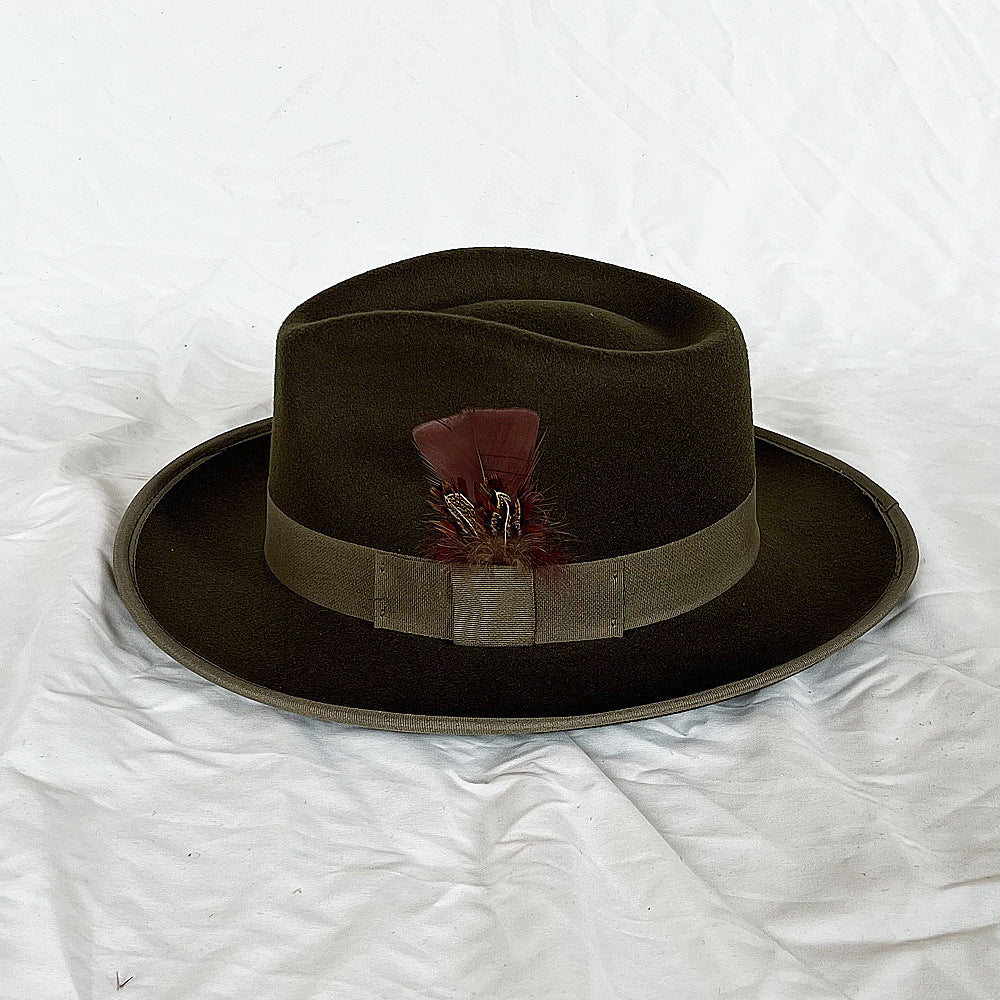 Men's Handmade Feather Top Hat - Large Size