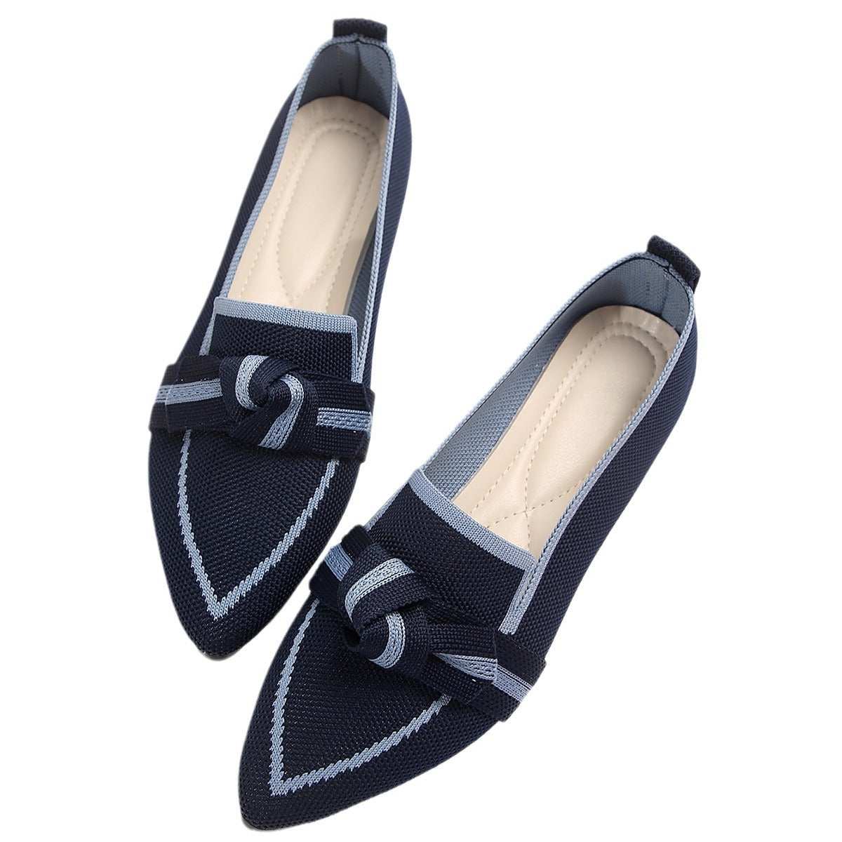 Pointed Toe Bow Flat Shoes For Women - Breathable Shoes