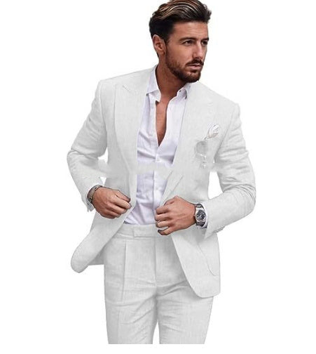 Men’s Slim Fit One-Button Solid Color Suit - Two-Piece Set