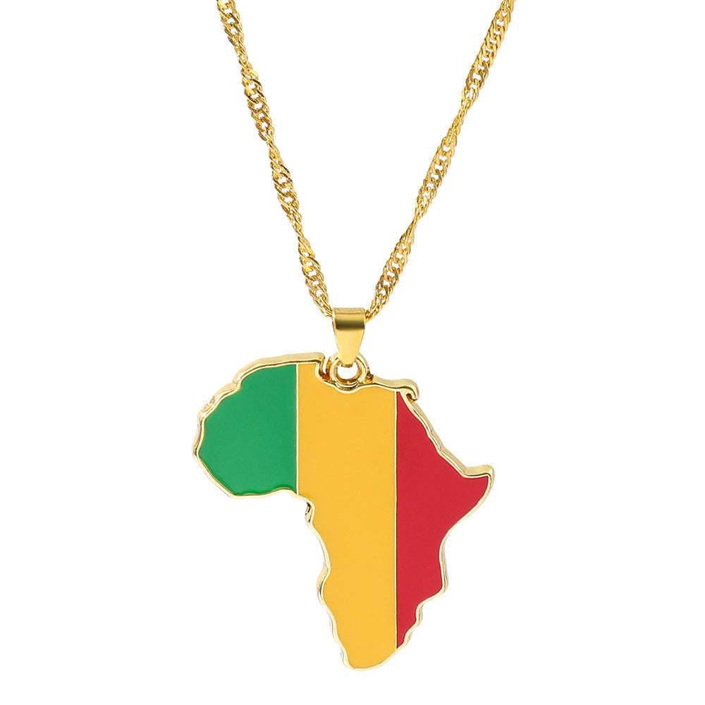 Fashion Map African Pendant Necklace: Electroplated Alloy in Various Colors