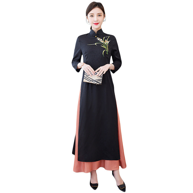 Vintage-Inspired Women’s Embroidered Dress - Elegant Retro Fashion