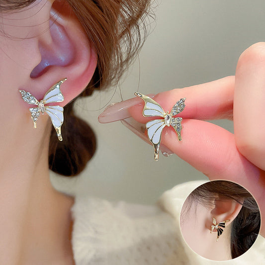 Fashion Jewelry Rhinestone Dripped Butterflies - Stud Earrings Sweet For Daily Occasion