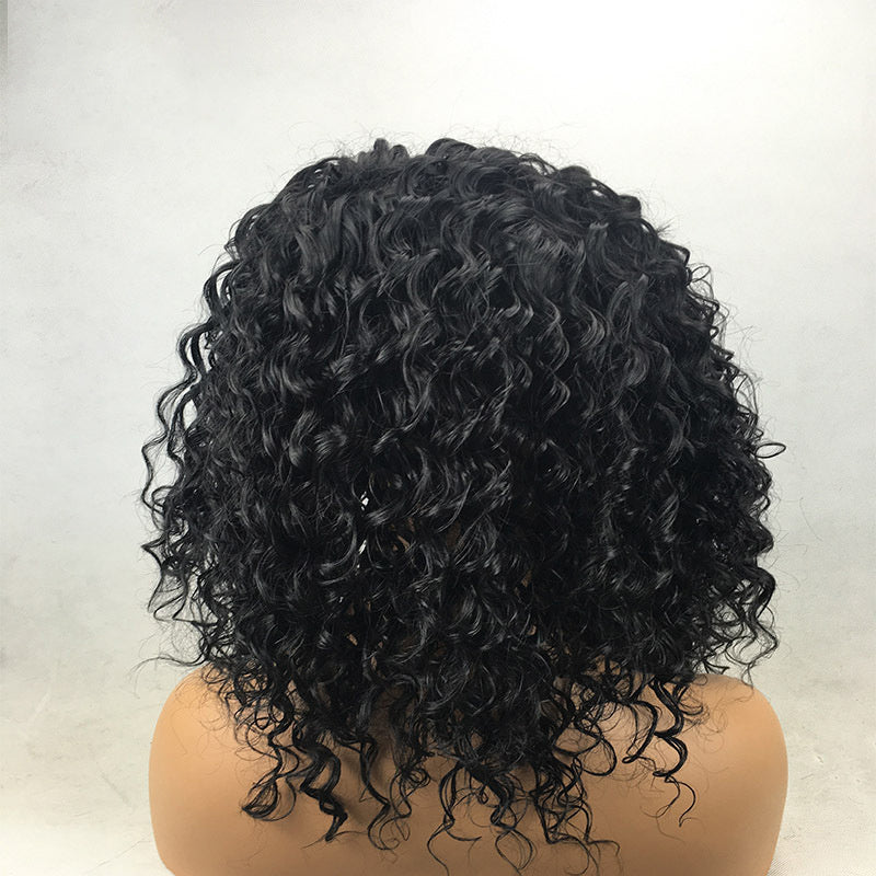 Black Small Curly Front Lace Wig Hair Cover