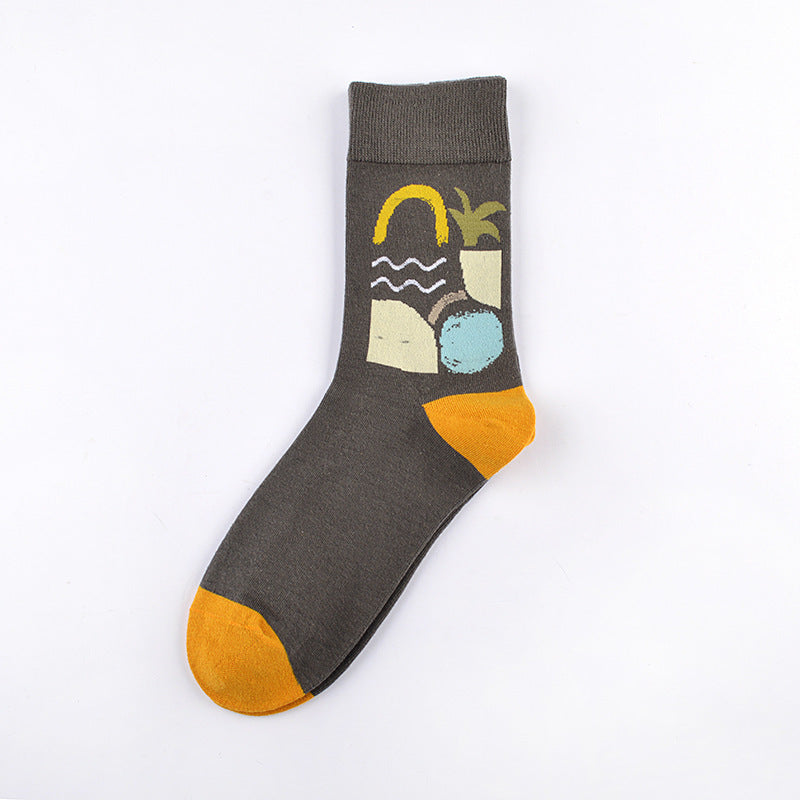 Personality Tide Socks | Lighthouse Tide Socks | Combed Cotton Embroidered Tube Socks