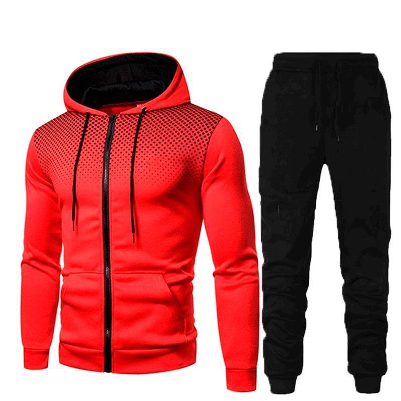 Sports Fitness Men's Suit for Autumn and Winter: Cotton Blend with 85% Polyester