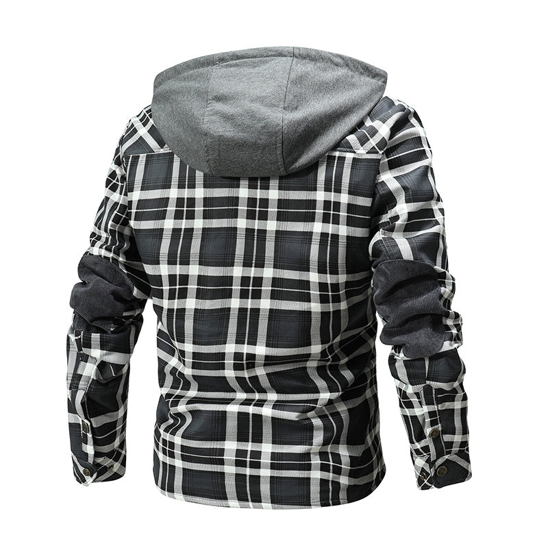 Cozy Lumberjack Style: Men's Hooded Flannel Jacket