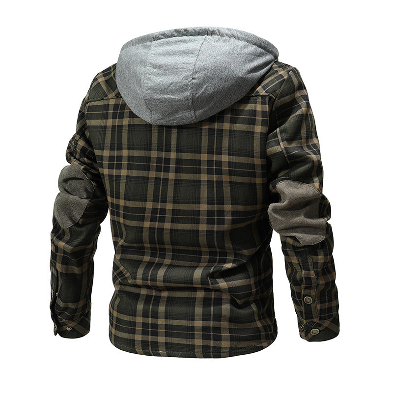 Cozy Lumberjack Style: Men's Hooded Flannel Jacket