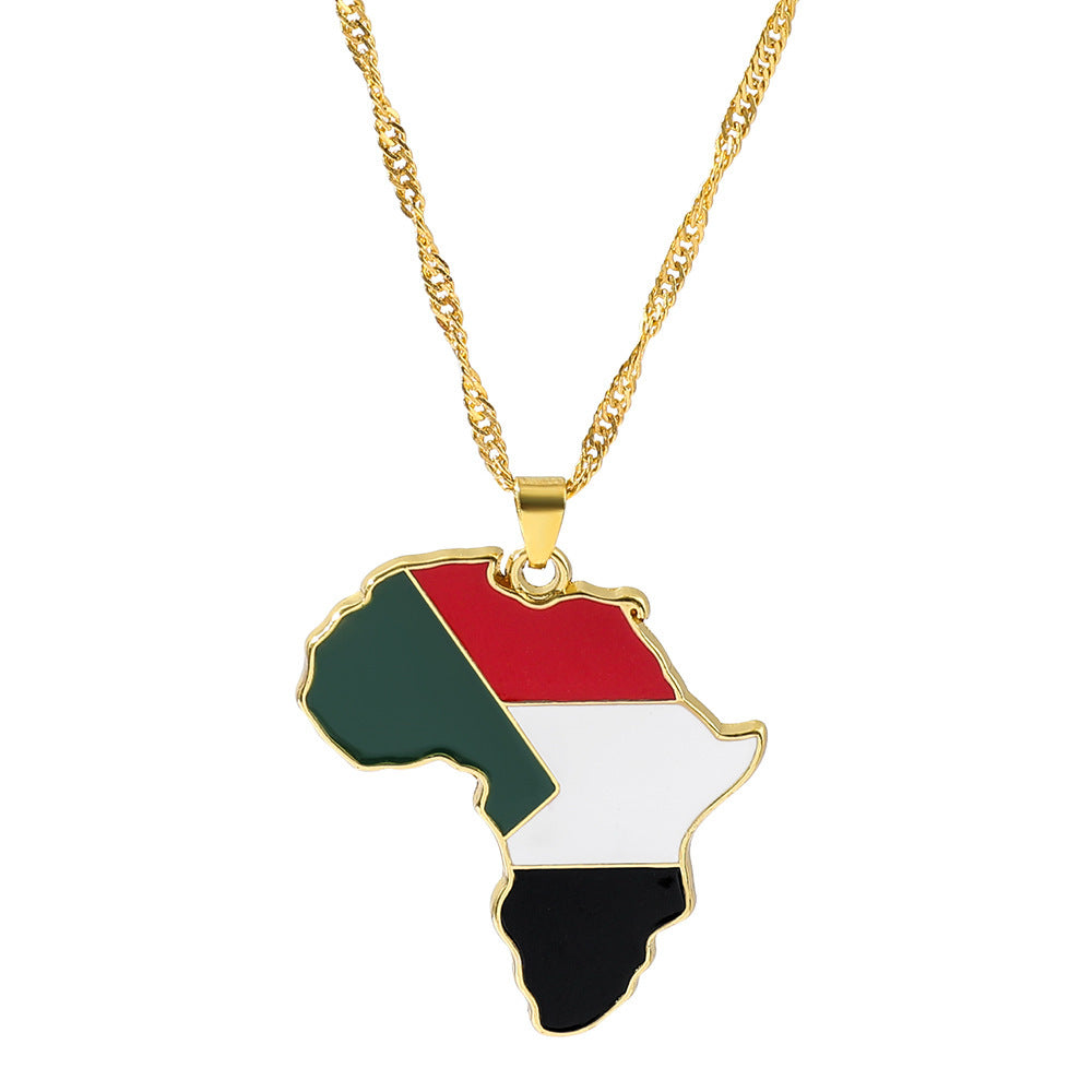 Fashion Map African Pendant Necklace: Electroplated Alloy in Various Colors