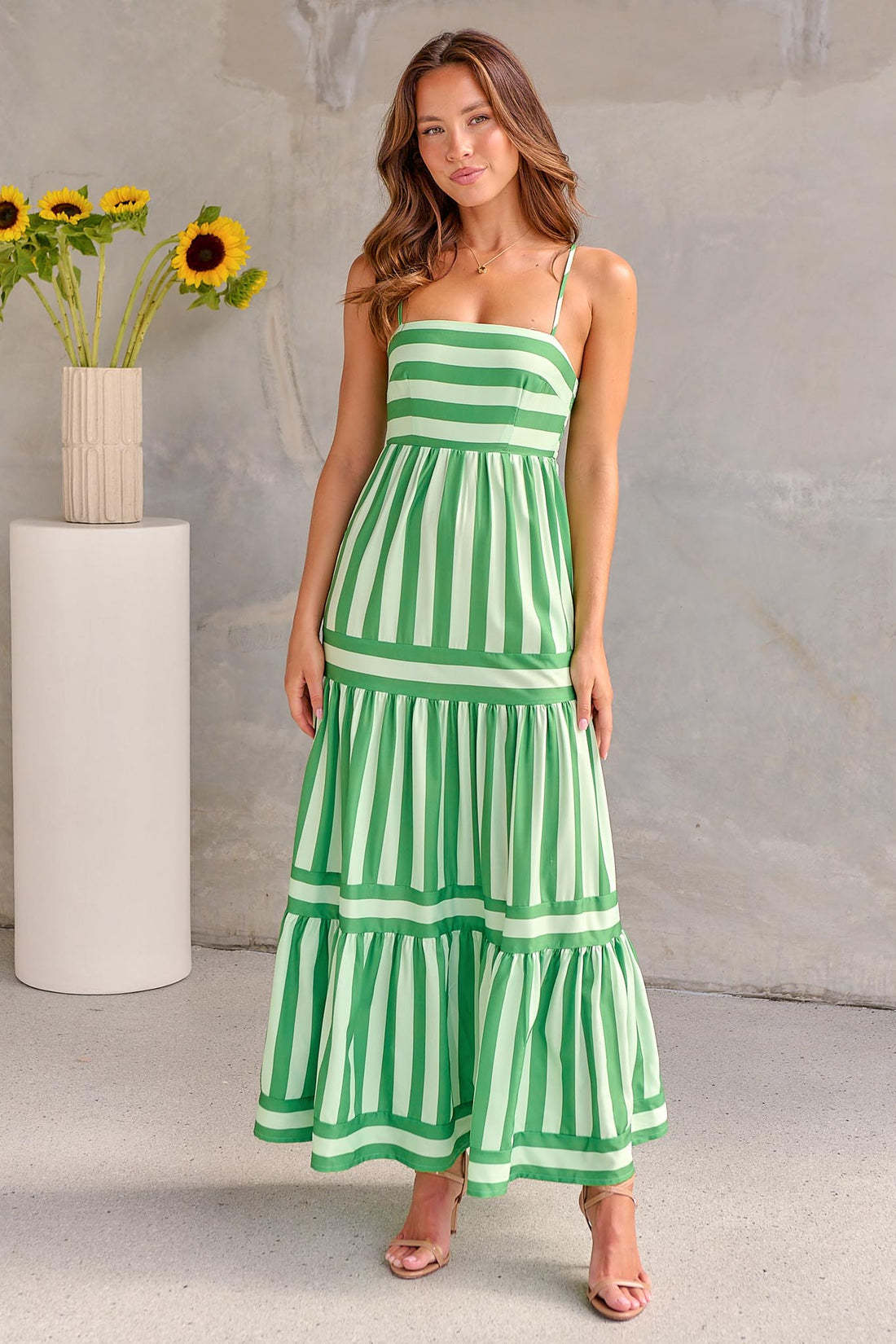 Summer Striped Suspender Maxi Dress with Pockets - Fashionable Square Neck Backless Beachwear for Women