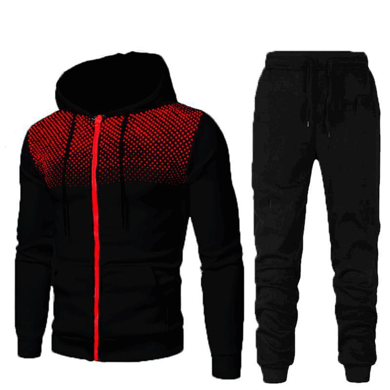 Sports Fitness Men's Suit for Autumn and Winter: Cotton Blend with 85% Polyester