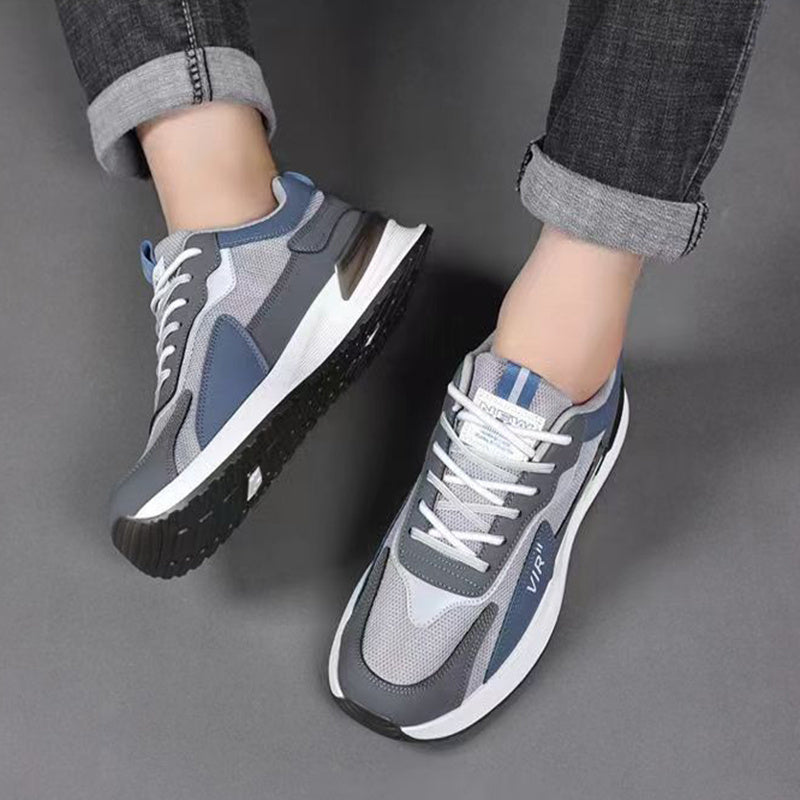 Men's Color Block Mesh Sneakers: Fashion Casual Lace-up, Breathable Outdoor Running Sports Shoes