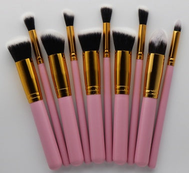 Premium 10-Piece Makeup Brush Set: Rayon Brushes with Wooden Handles