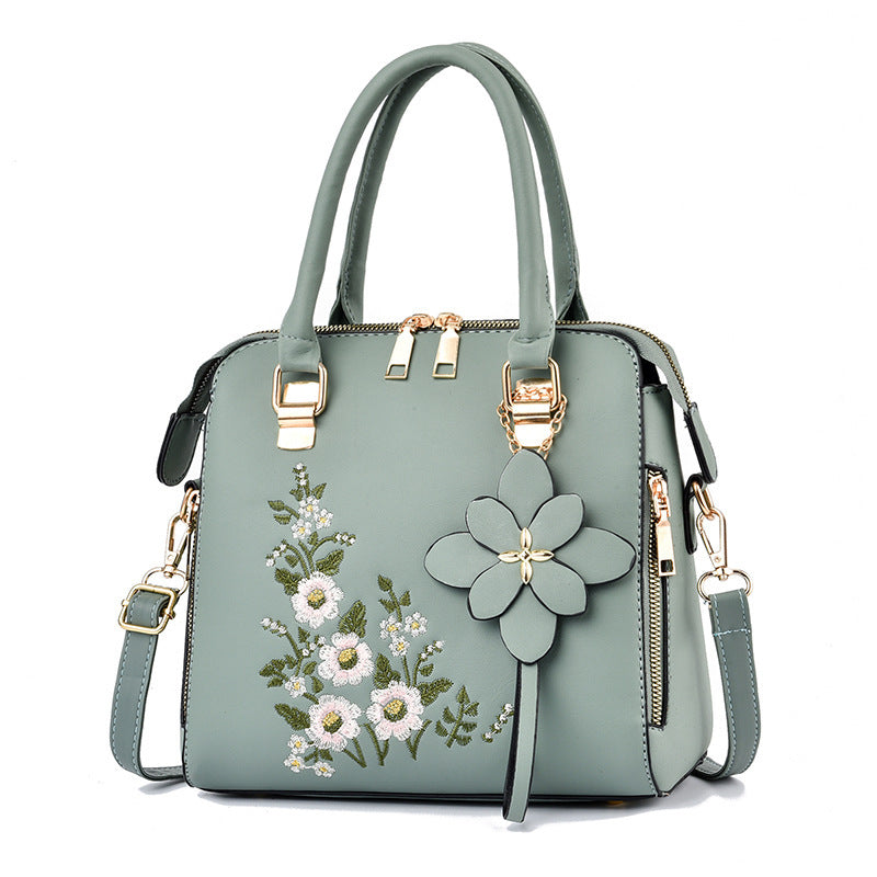 Elegant Floral Embroidered Handbag for Women - Shoulder & Messenger Bag