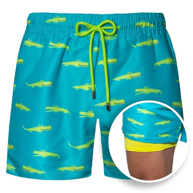 Men's Printed Beach Shorts Double Layer Ideal For Summer