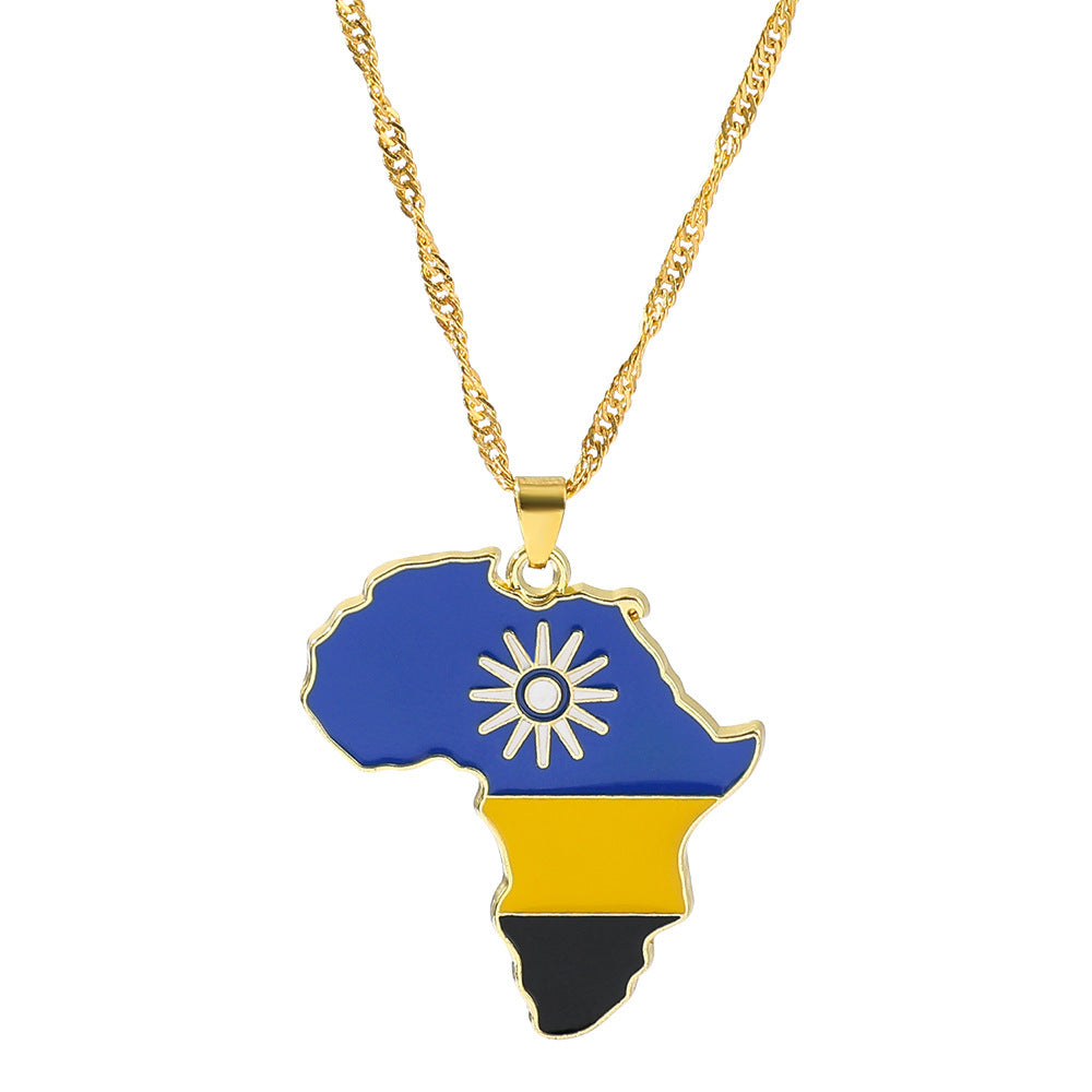 Fashion Map African Pendant Necklace: Electroplated Alloy in Various Colors