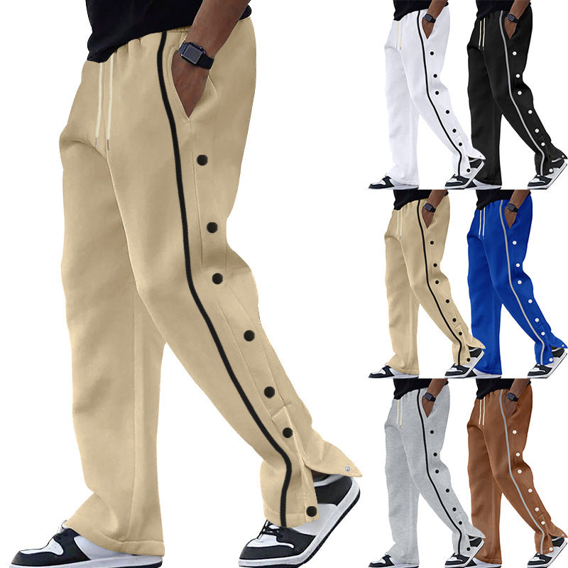 Casual Sports Breasted Pants Men's Loose Straight Trousers