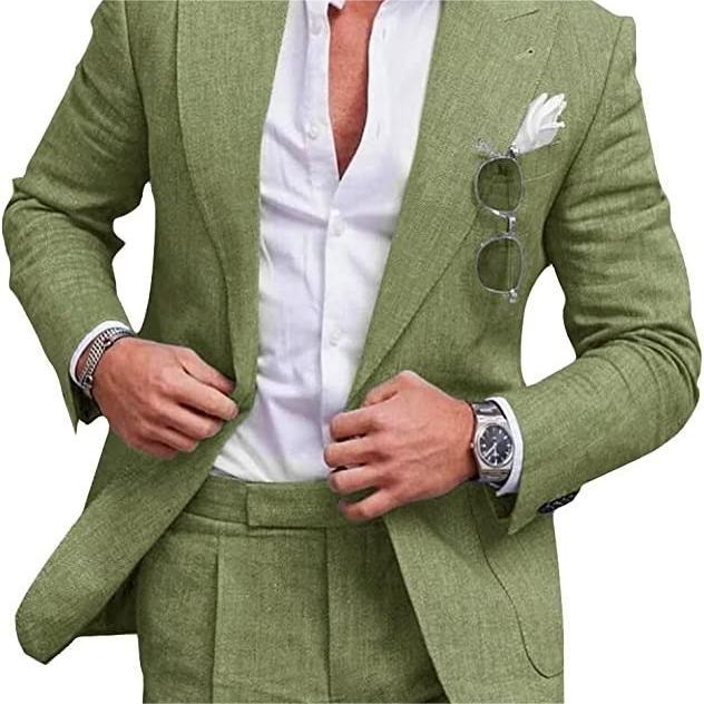 Men’s Slim Fit One-Button Solid Color Suit - Two-Piece Set