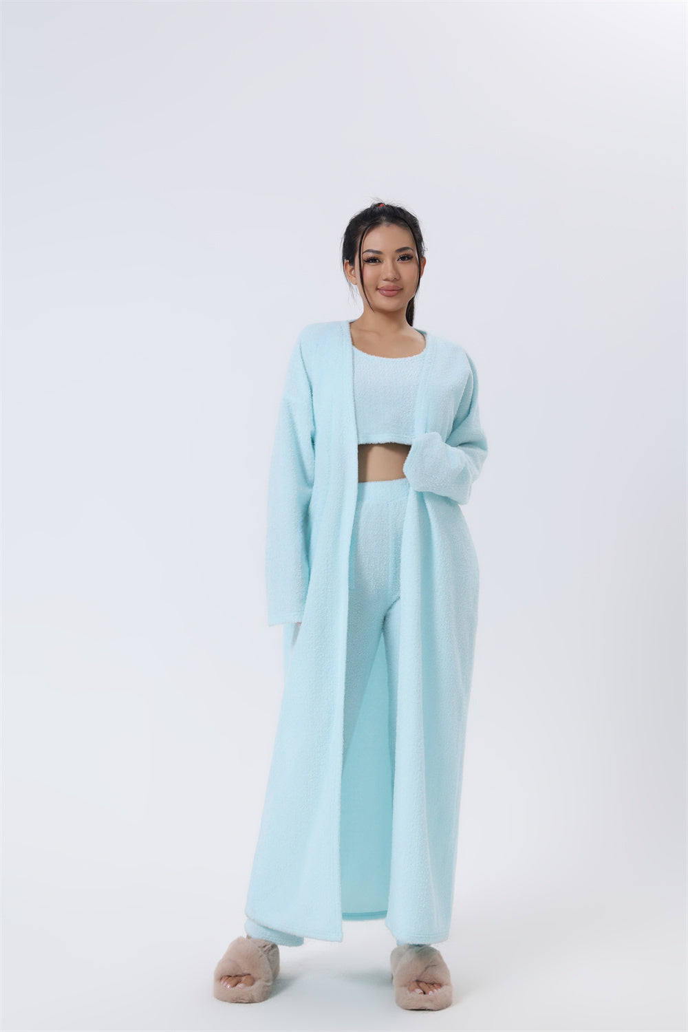 Ultra-Soft 3-Piece Cozy Pajama Lounge Set | Cute & Warm Winter Loungewear for Women | Matching Pants, Top, and Robe