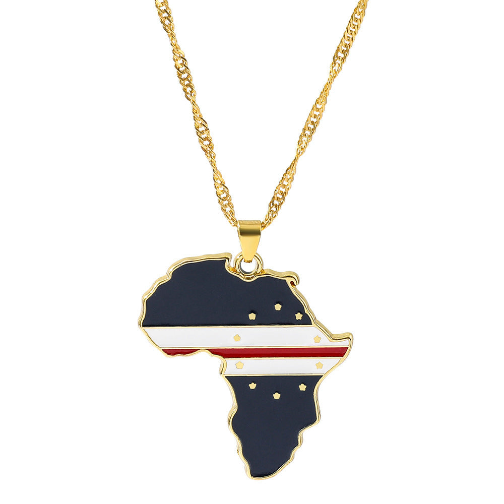 Fashion Map African Pendant Necklace: Electroplated Alloy in Various Colors