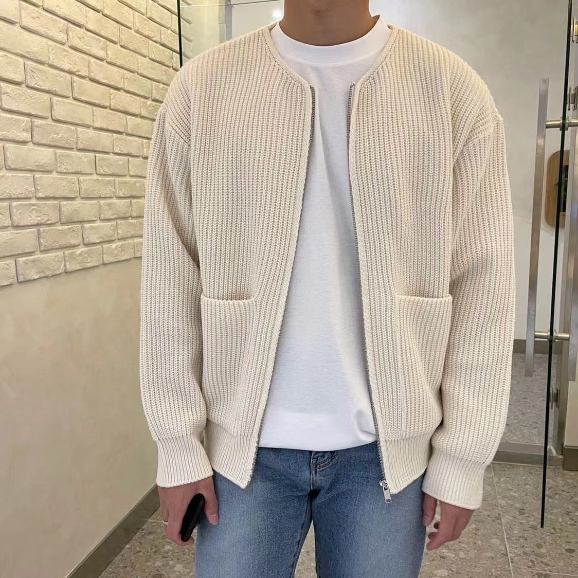 Trendy Knitted Cardigan Men’s Sweater - Fashionable and Stylish