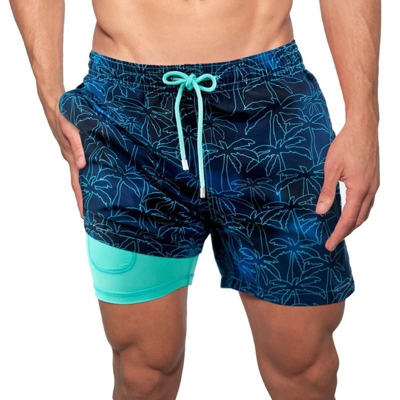 Men's Printed Beach Shorts Double Layer Ideal For Summer