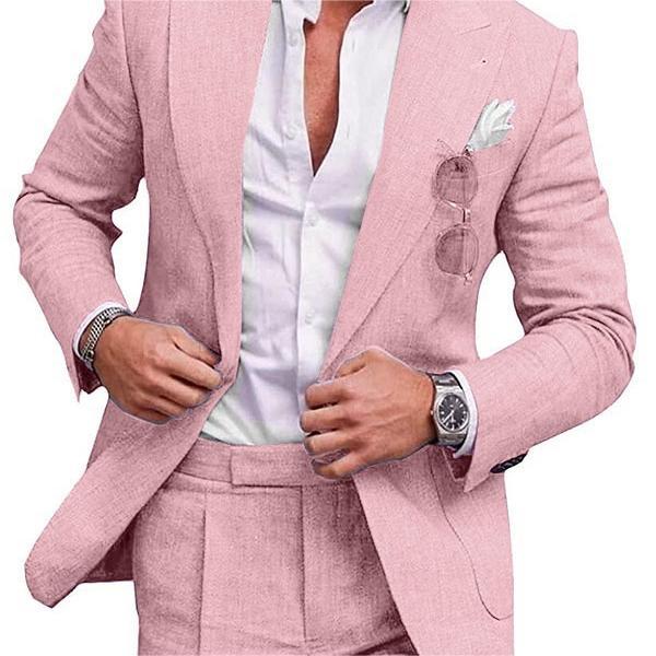 Men’s Slim Fit One-Button Solid Color Suit - Two-Piece Set