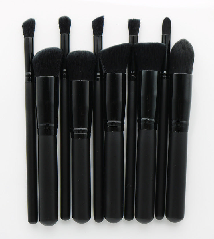 Premium 10-Piece Makeup Brush Set: Rayon Brushes with Wooden Handles