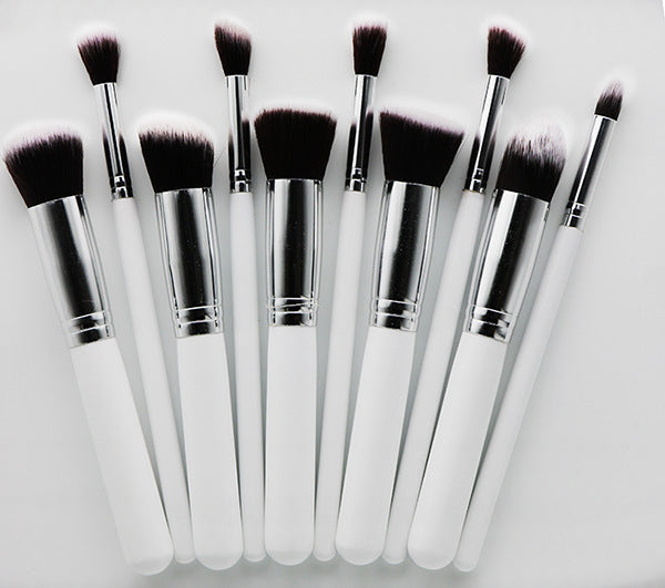 Premium 10-Piece Makeup Brush Set: Rayon Brushes with Wooden Handles