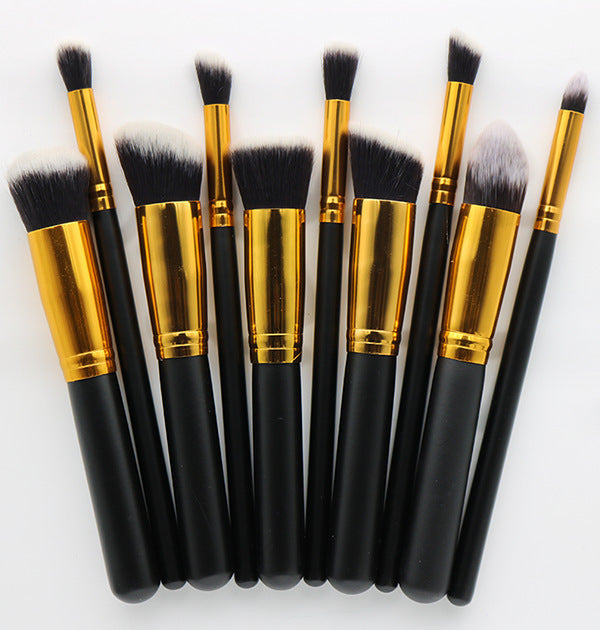 Premium 10-Piece Makeup Brush Set: Rayon Brushes with Wooden Handles