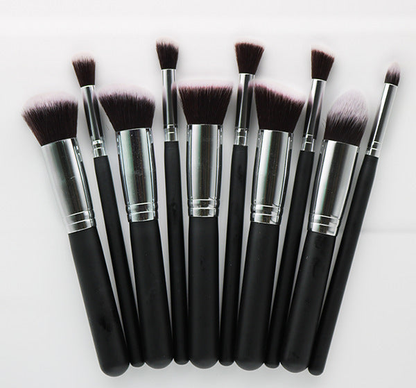 Premium 10-Piece Makeup Brush Set: Rayon Brushes with Wooden Handles