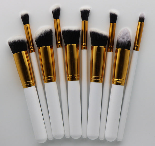 Premium 10-Piece Makeup Brush Set: Rayon Brushes with Wooden Handles