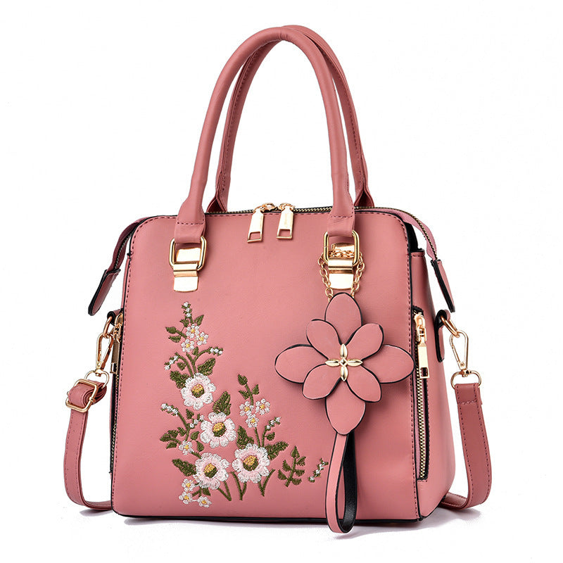 Elegant Floral Embroidered Handbag for Women - Shoulder & Messenger Bag