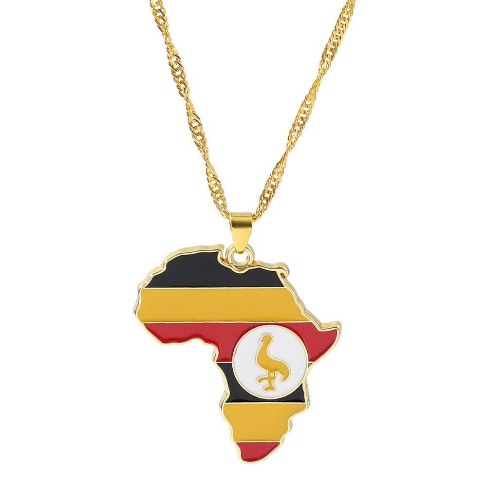 Fashion Map African Pendant Necklace: Electroplated Alloy in Various Colors