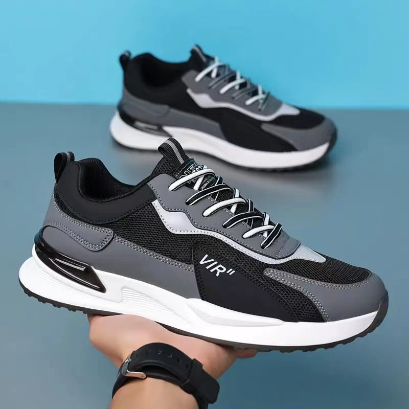 Men's Color Block Mesh Sneakers: Fashion Casual Lace-up, Breathable Outdoor Running Sports Shoes