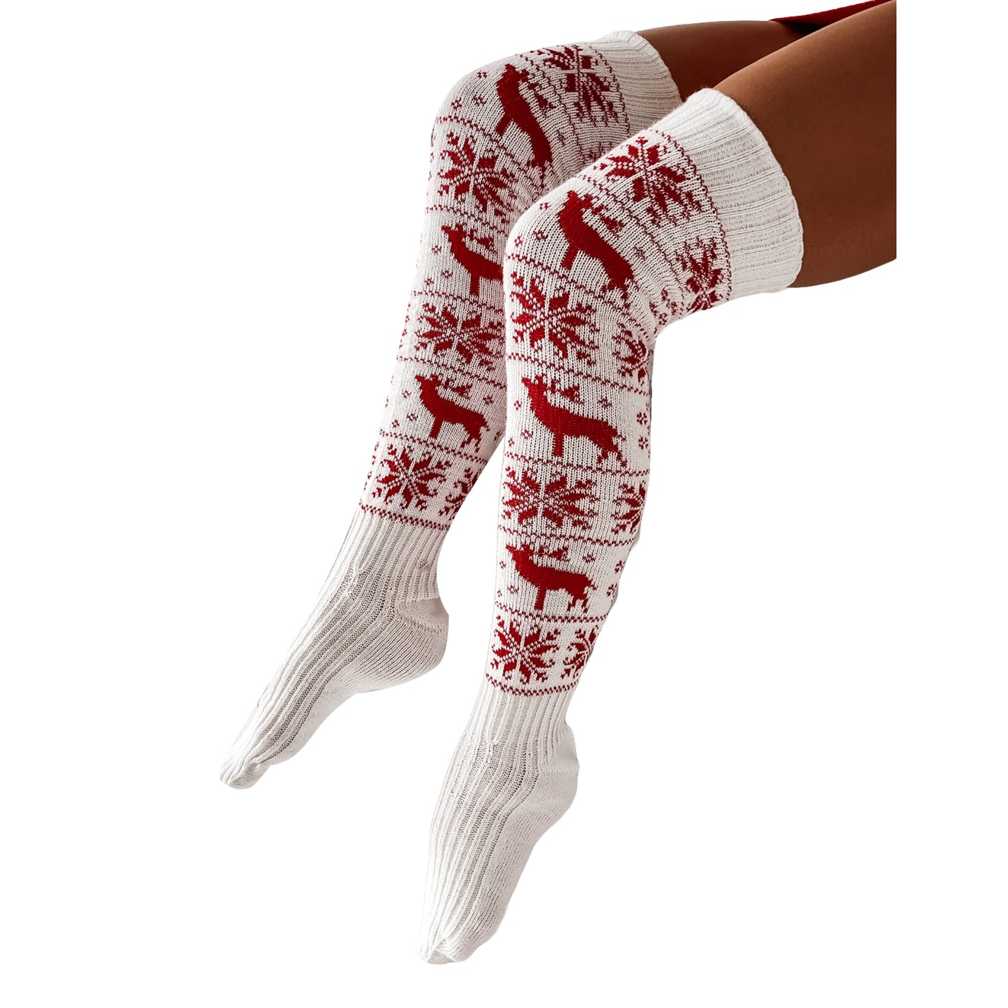 Christmas Deer Thigh-High Socks