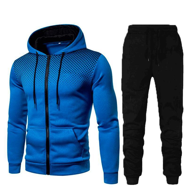 Sports Fitness Men's Suit for Autumn and Winter: Cotton Blend with 85% Polyester