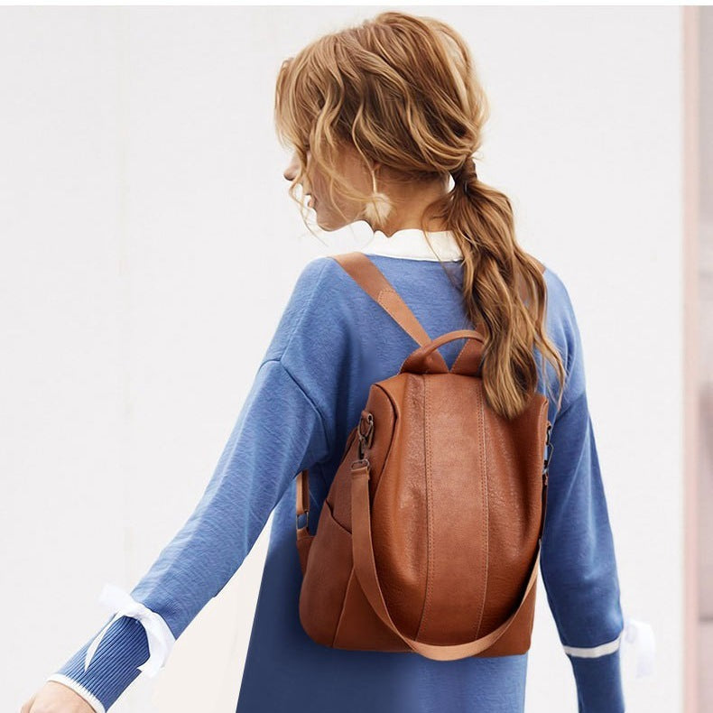 Elegant Women’s Large Capacity Solid Color Backpack - Perfect for Everyday Use