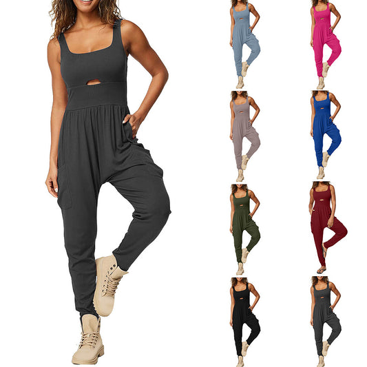 Fashion Sports Outdoor Yoga Vest - Hollow Comfort Fitness One-Piece Jumpsuit