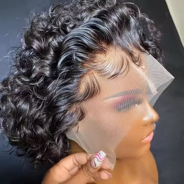 Stylish Brazilian Pixie Cut 13X1 Lace Front Wig – Perfect Short Curly Human Hair for Black Queens