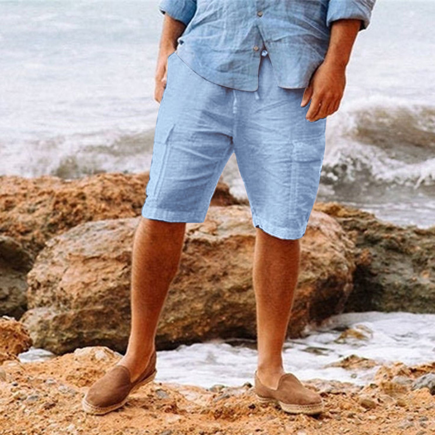 Men's Casual Vacation Beach Hawaiian Cotton Shorts