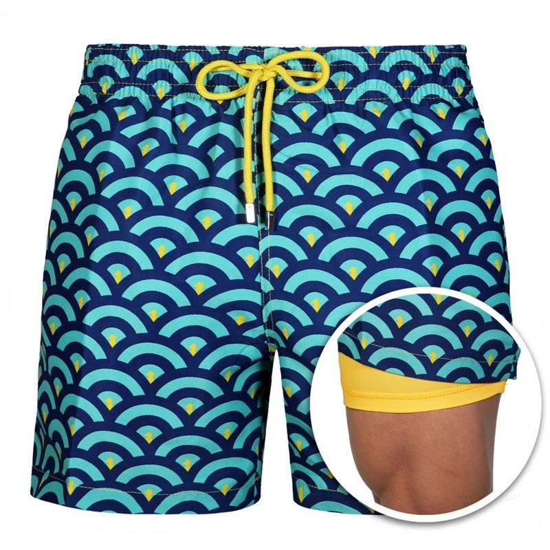 Men's Printed Beach Shorts Double Layer Ideal For Summer