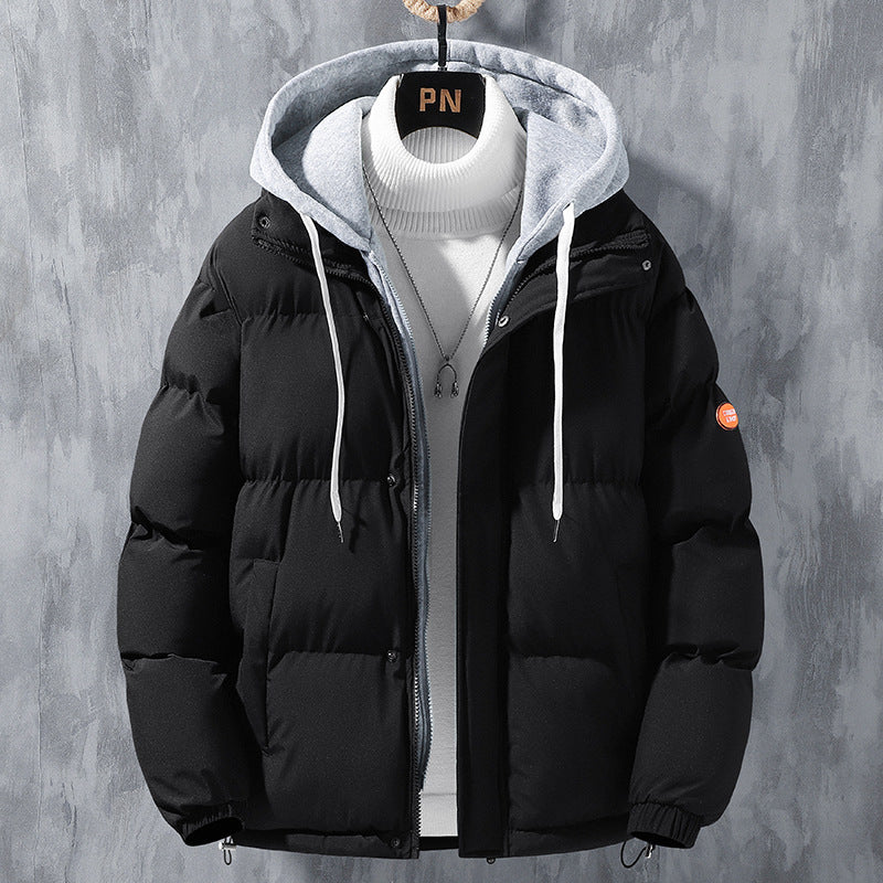 Fashion Hooded Jacket for Men: Winter Windproof, Thickened, and Stylish Two-Piece Coat