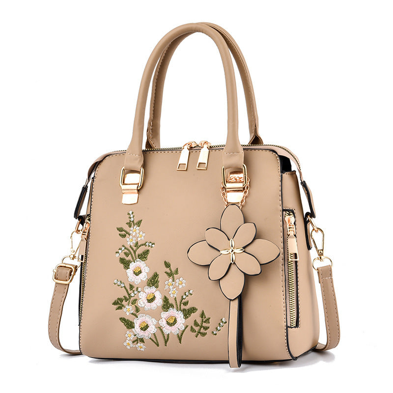 Elegant Floral Embroidered Handbag for Women - Shoulder & Messenger Bag