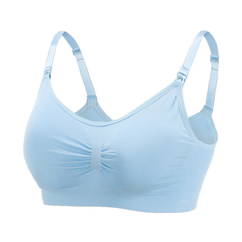 3pcs Seamless Front Buckle Breastfeeding Bra Set - Large Size, No Steel Ring