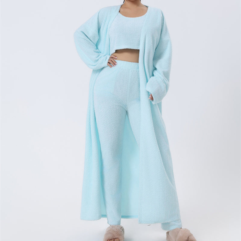 Ultra-Soft 3-Piece Cozy Pajama Lounge Set | Cute & Warm Winter Loungewear for Women | Matching Pants, Top, and Robe