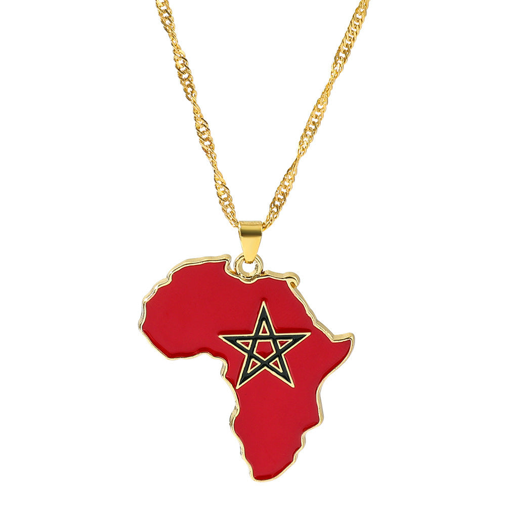 Fashion Map African Pendant Necklace: Electroplated Alloy in Various Colors