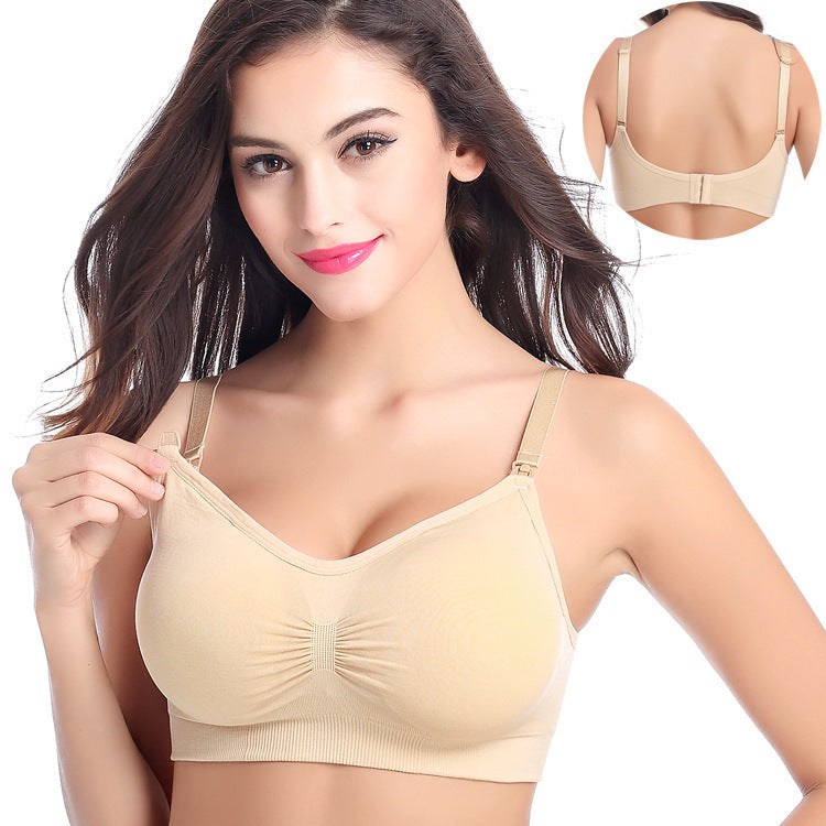 3pcs Seamless Front Buckle Breastfeeding Bra Set - Large Size, No Steel Ring