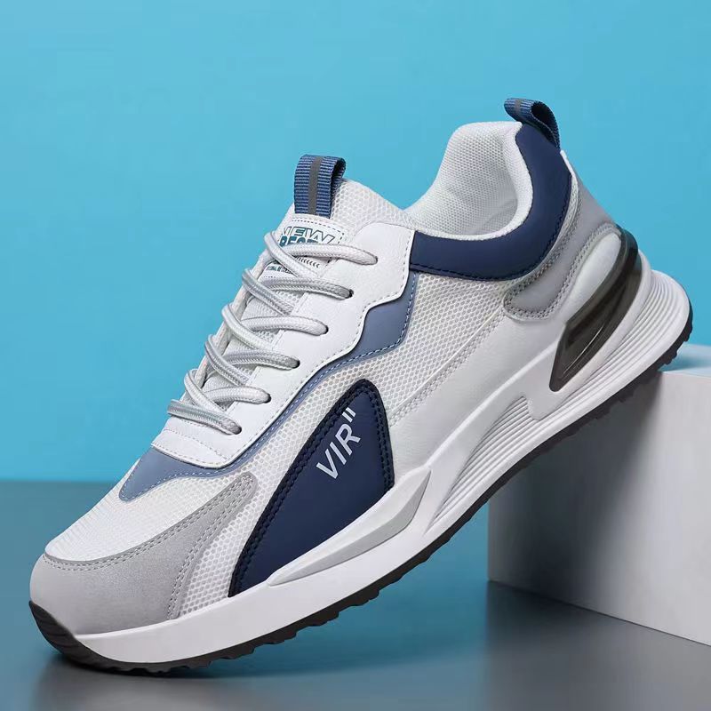 Men's Color Block Mesh Sneakers: Fashion Casual Lace-up, Breathable Outdoor Running Sports Shoes